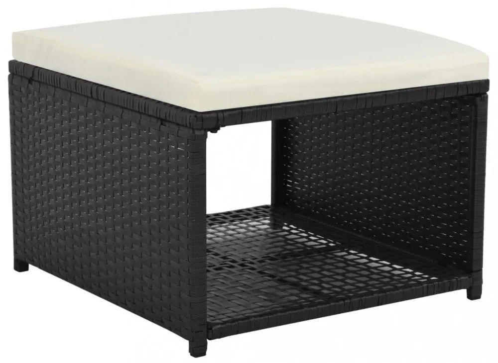 4 részes fekete polyrattan kerti társalgó szett