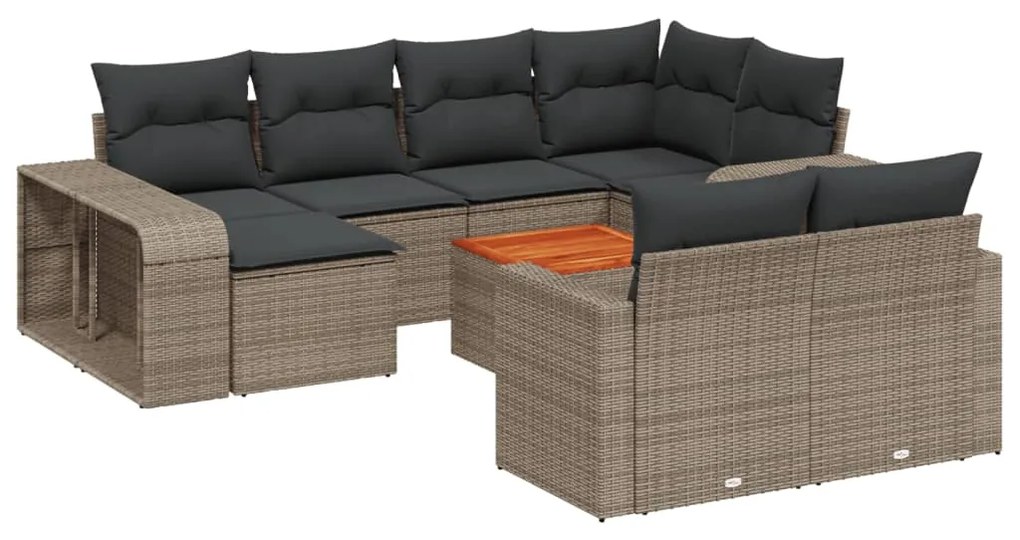 vidaXL 11 részes szürke polyrattan kerti ülőgarnitúra párnákkal