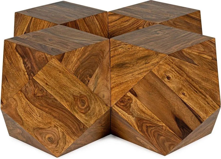 Sötét natúr színű sheesham fa dohányzóasztal 42x42 cm Egypt – Bizzotto