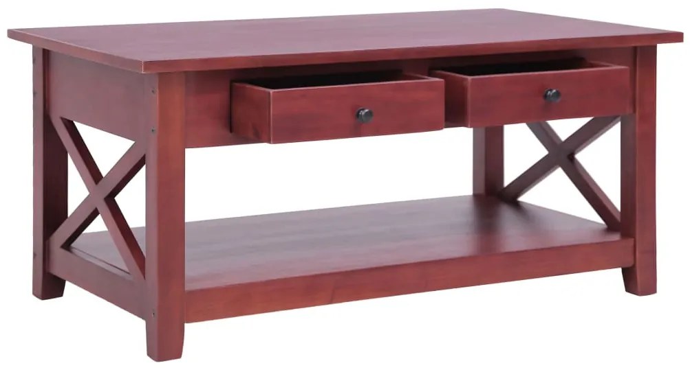 Barna tömör mahagóni dohányzóasztal 100 x 55 x 46 cm