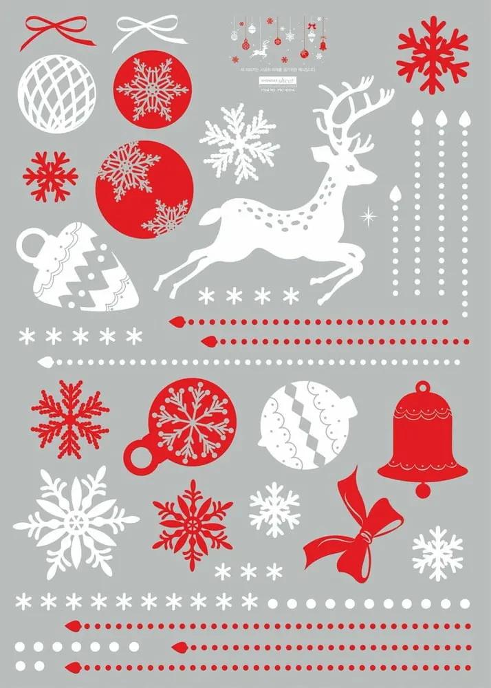 Red and White Snowflakes karácsonyi öntapadós matrica - Ambiance