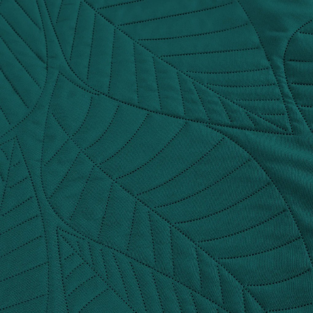 Türkiz ágytakaró levél mintával LEAVES Méret: 170 x 210 cm