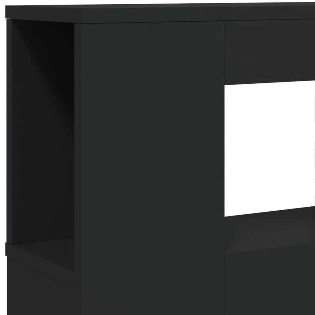 fekete szerelt fa LED-es fejtámla 160x18,5x103,5 cm