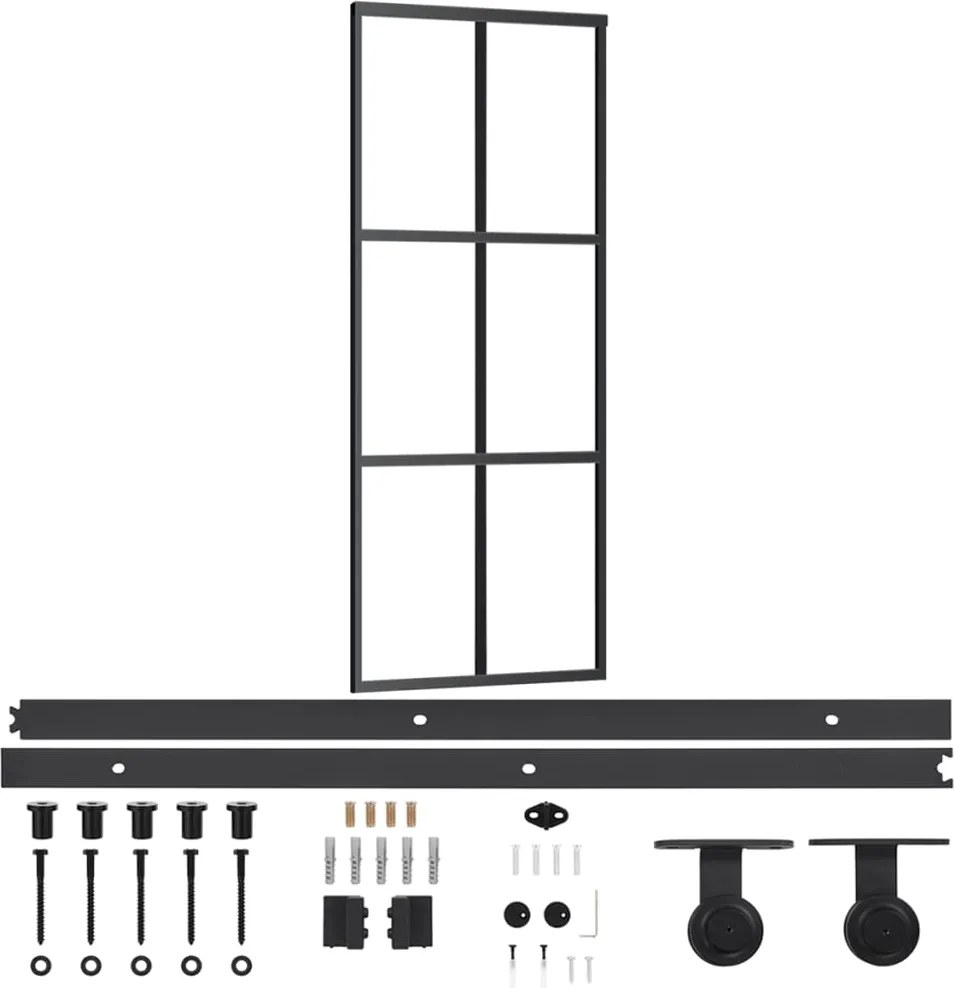 vidaXL ESG üveg és alumínium tolóajtó fényszerelvény-szettel 76x205 cm