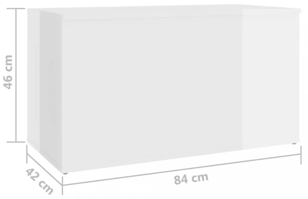magasfényű fehér szerelt fa tárolóláda 84 x 42 x 46 cm
