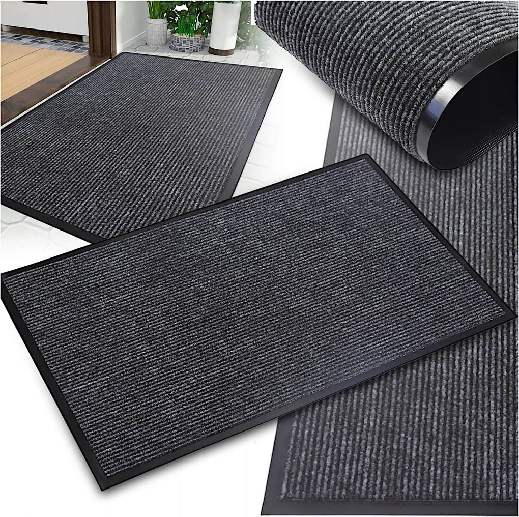 Lábtörlő Kültéri Ajtóhoz 40x60 Cipőszőnyeg Nagy Szürke Belső