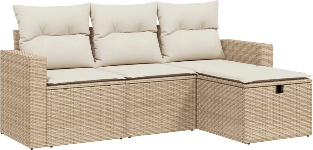 vidaXL 4 részes bézs polyrattan kerti ülőgarnitúra párnákkal