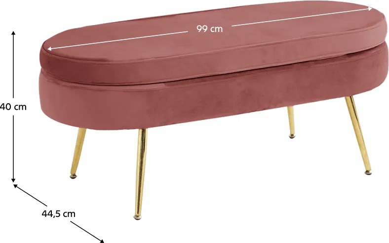 Luxus zsámoly/puff, rózsaszín Velvet szövet/króm arany, Art-deco, NOBLIN TABURET TYP 2