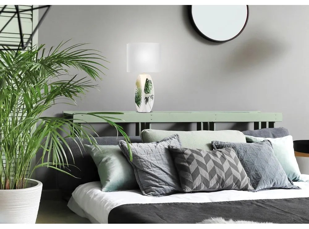 Fehér-zöld asztali lámpa textil búrával (magasság 59 cm) Palma – Candellux Lighting