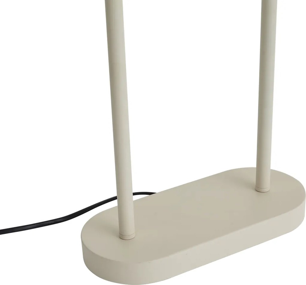 Vloerlamp beige met ovale witte linnen kap 35cm - Thijmen