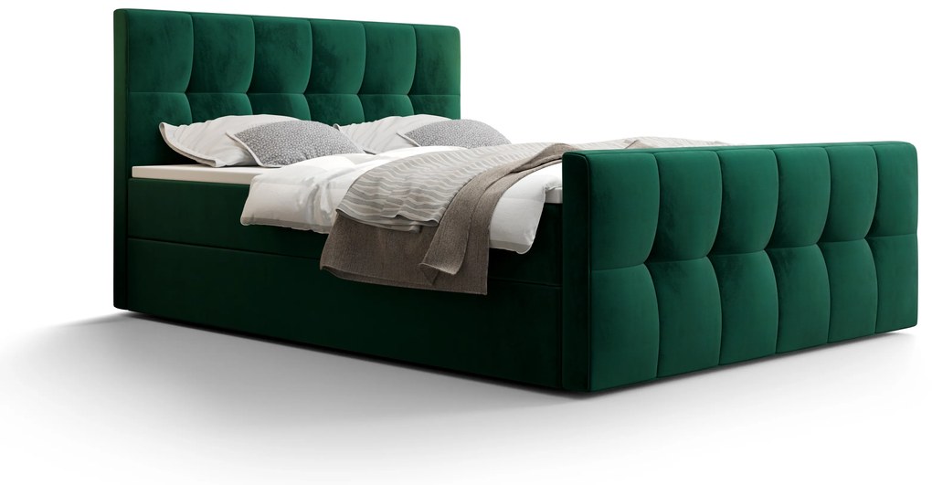 Franciaágy  Boxspring 180 cm Macheta Comfort (oliva) (matraccal és tárolóhellyel). 1056158