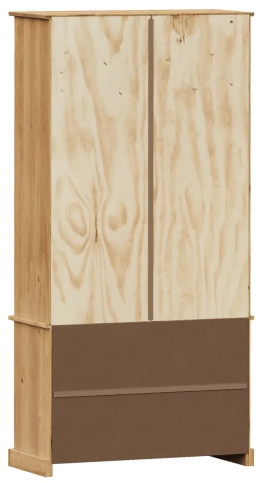 VIGO üvegvitrines tömör fenyőfa éjjeliszekrény 85x35x170 cm