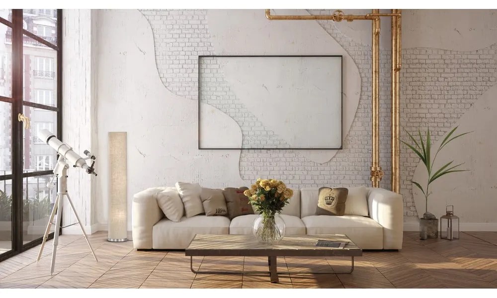 Bézs állólámpa textil búrával (magasság 110 cm) Thor – Fischer &amp; Honsel