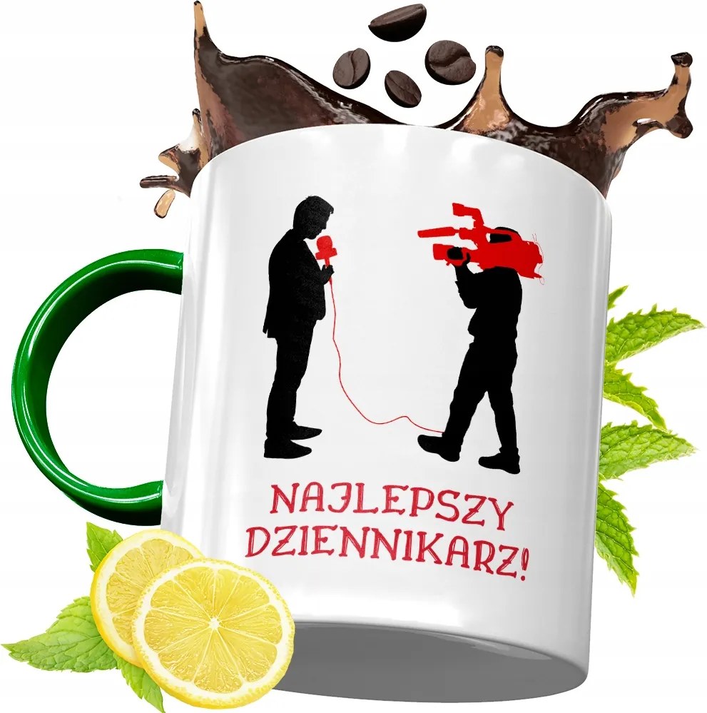 Zöld Bögre Újságírónak Születésnapi Ajándéknak, fényképes nyomattal