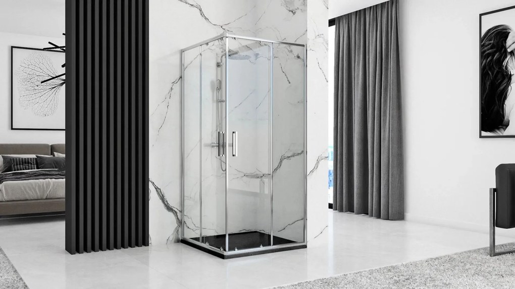 Rea Grand Black, ásványkőből készült zuhanytálca 90x90x3,5 cm, REA-K4595