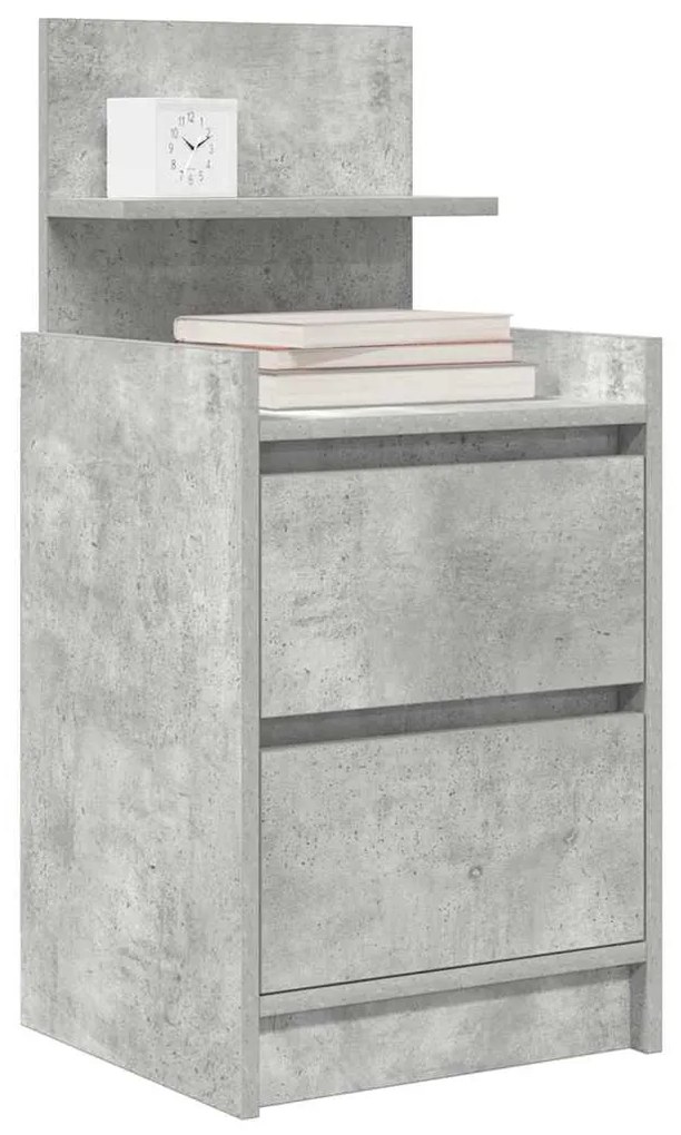 2 db betonszürke éjjeliszekrények 2 fiókkal 38x34x80 cm