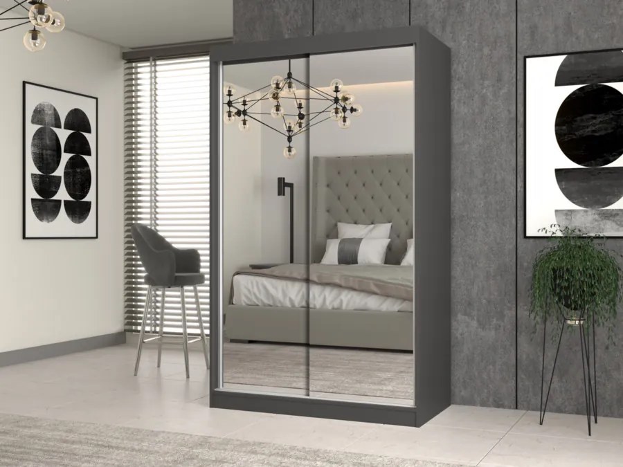 Aldabra IGA 120 A tolóajtós gardróbszekrény 120x61x200, 2 tükörrel, antracit