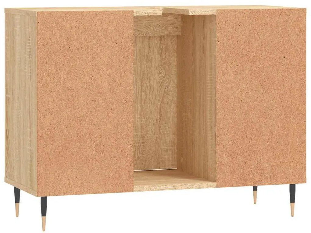 sonoma tölgy színű szerelt fa mosdószekrény 80 x 33 x 60 cm