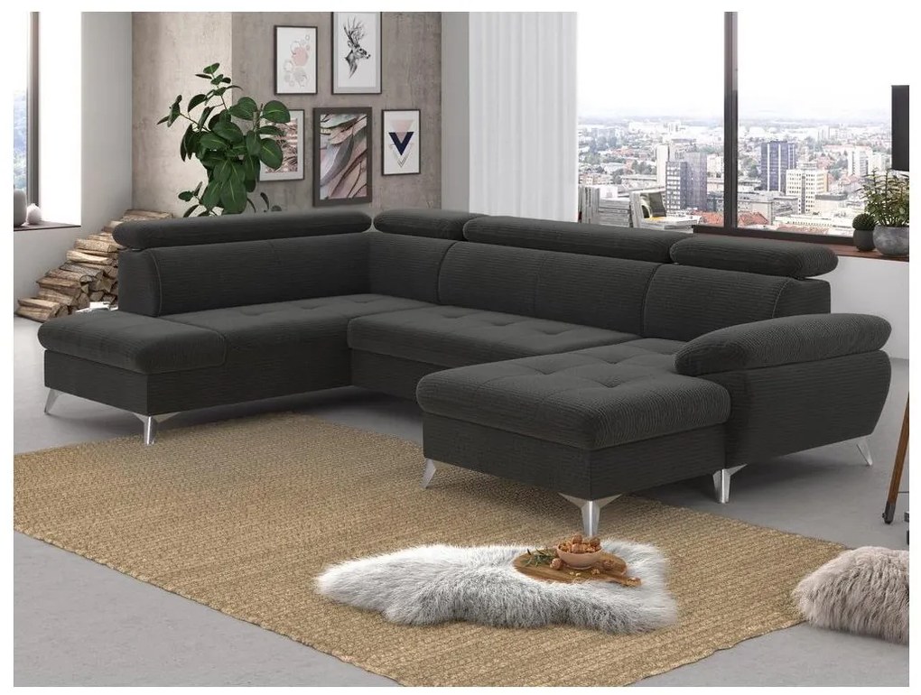 CATANIA balos sarok ülőgarnitúra, tárolóval, balos, grafit