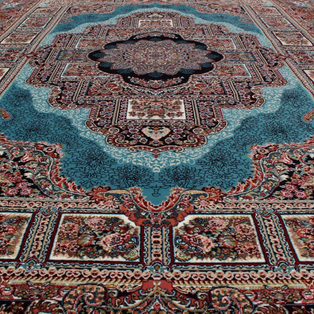 Perzsa szőnyeg türkiz TABRIZ 160x230 luxus nappali szőnyeg akrilból