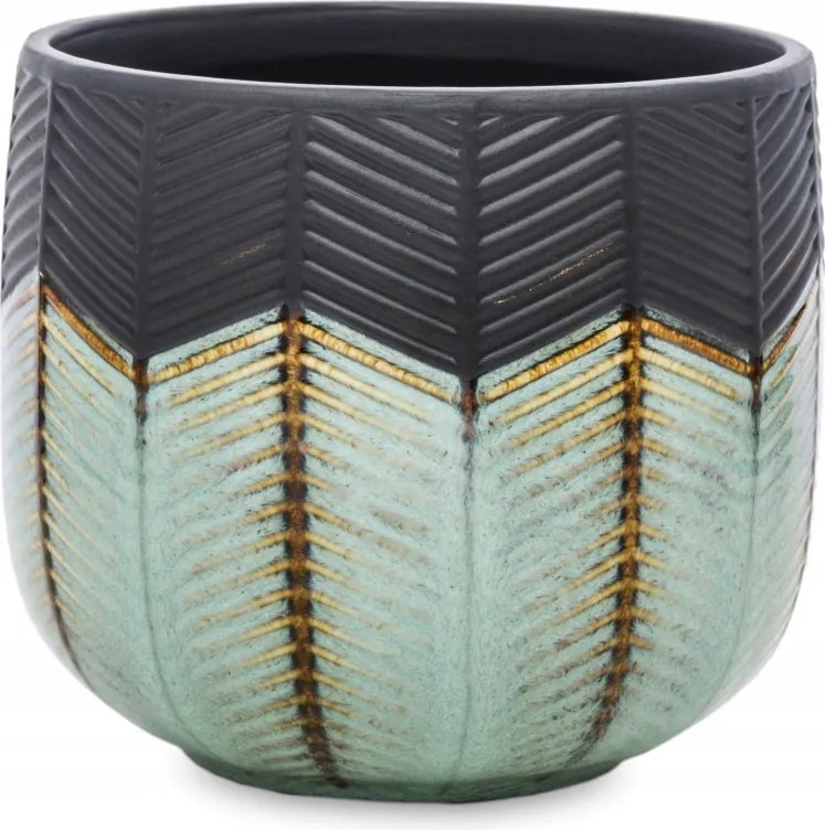 Virágtartó Türkiz Fekete 11x12cm Díszített 10