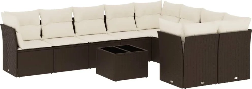 vidaXL 10 részes barna polyrattan kerti ülőgarnitúra párnákkal