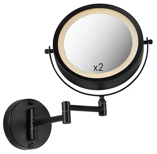 Design fürdőszobai tükör fekete, beépített LED-del, állítható, IP44 - Vicino