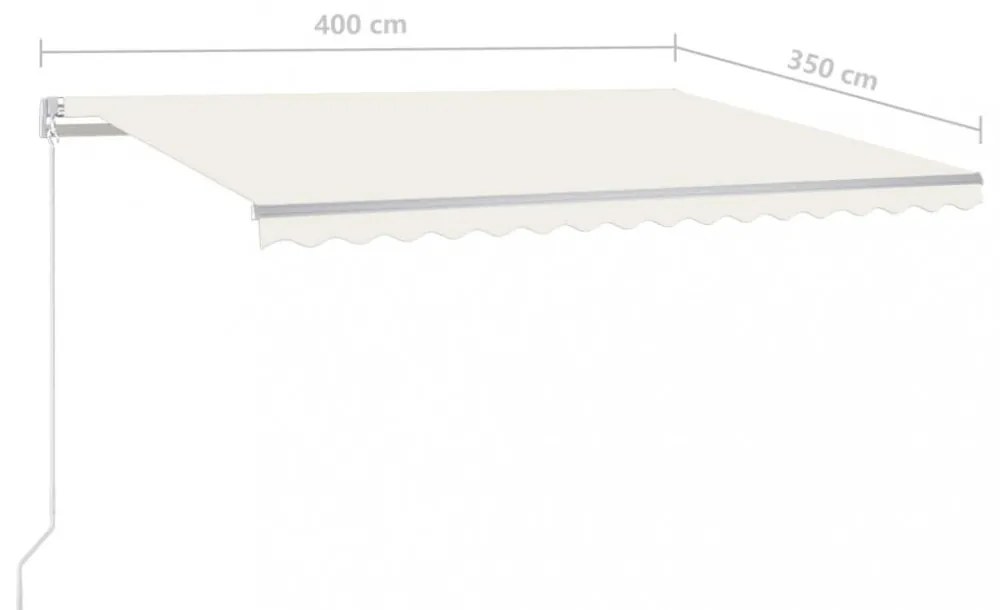 krémszínű kézzel kihúzható napellenző 400 x 350 cm