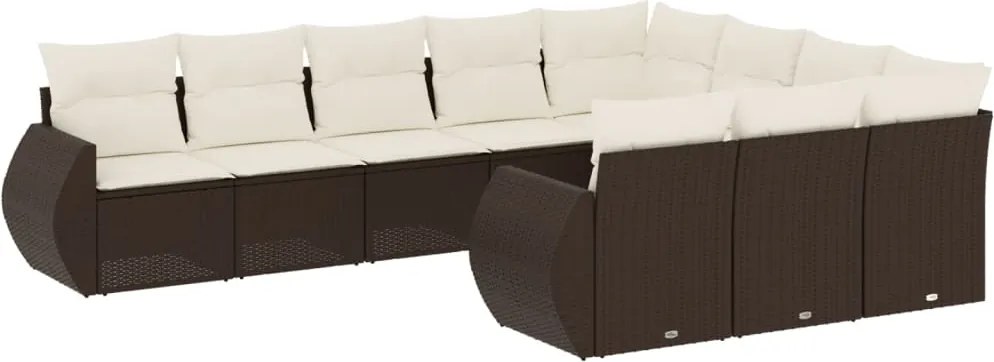 vidaXL 10 részes barna polyrattan kerti ülőgarnitúra párnákkal