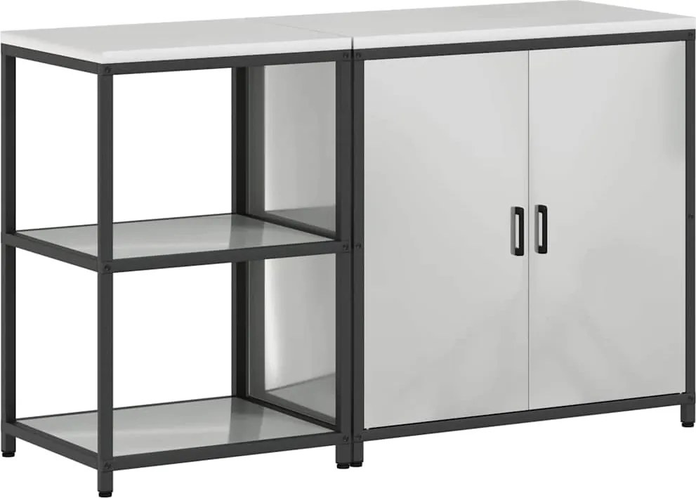 vidaXL Konyhai Tároló Készlet polcokkal 2 pcs Ezüst Horganyzott acél