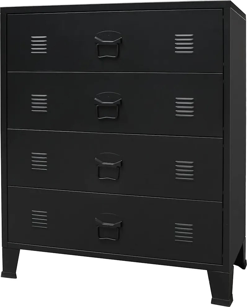 vidaXL ipari stílusú fekete fém fiókos szekrény 78 x 40 x 93 cm