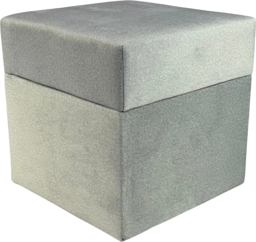 Négyzet alakú nyitható velúr puff világos szürke könnyen tisztítható tűzálló