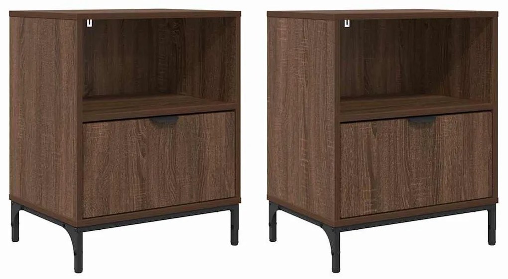 Éjjeliszekrények 2 pcs barna tölgy 49 x 36 x 61 cm Faanyag