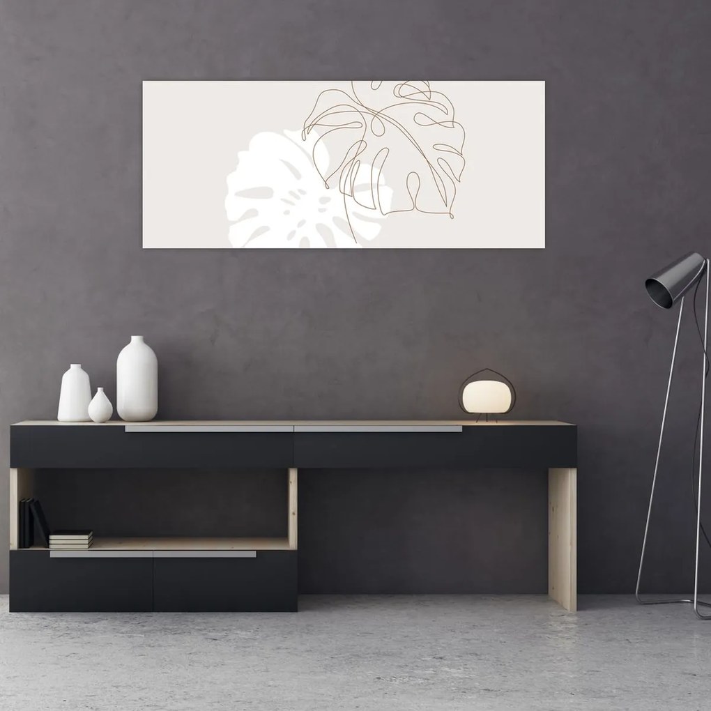 Kép - Line art monstera N⁰2 (120x50 cm)