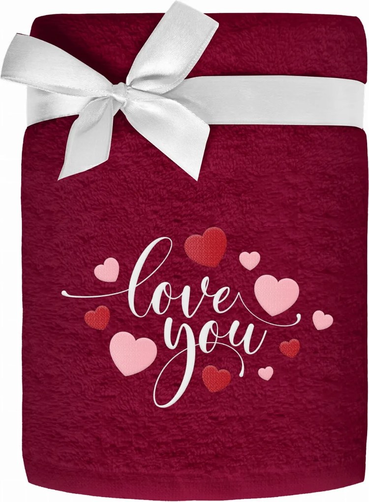 Puha Kéztörlő Hímzéssel 50x90 Love Szeretlek Valentin Nap