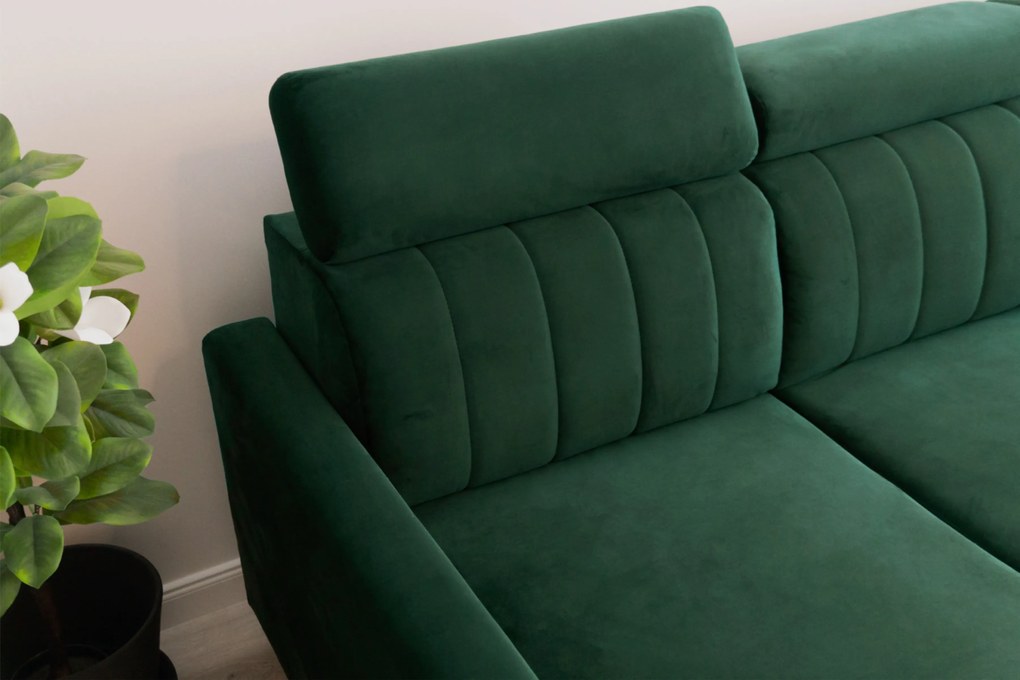 Vario sarokkanapé ágyfunkcióval univerzális jobb/bal oldali - zöld bársony Bluvel 78