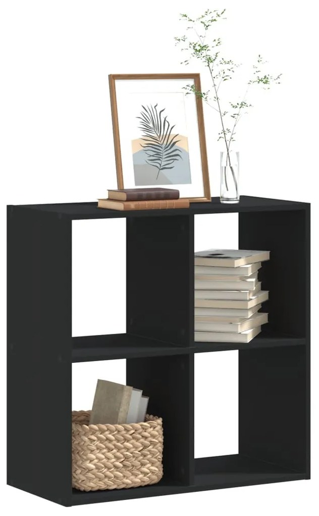 fekete szerelt fa könyvespolc 68,5 x 32 x 68,5 cm