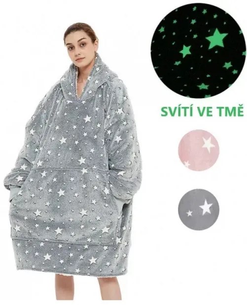 Zaparkorun Sötétben világító takaró ujjal és kapucnival - Rózsaszín