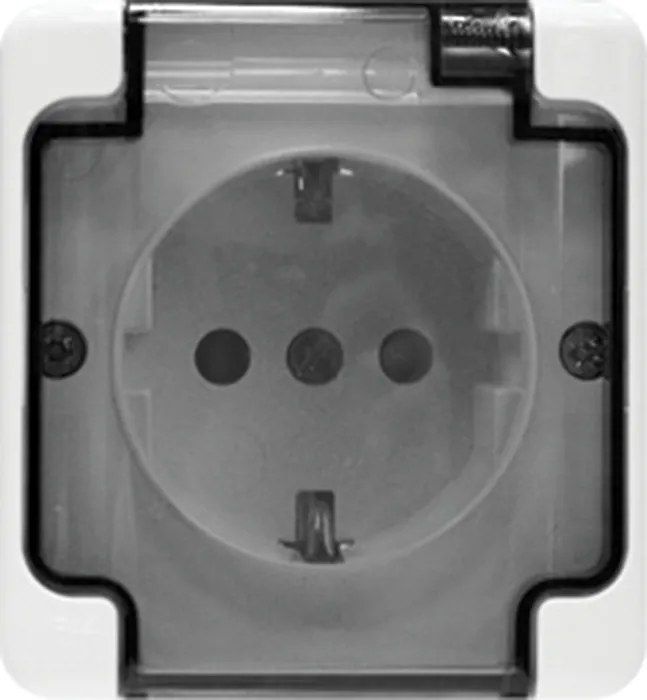 Schuko falra szerelhető hermetikus aljzat fehér IP54 Szellő 181441