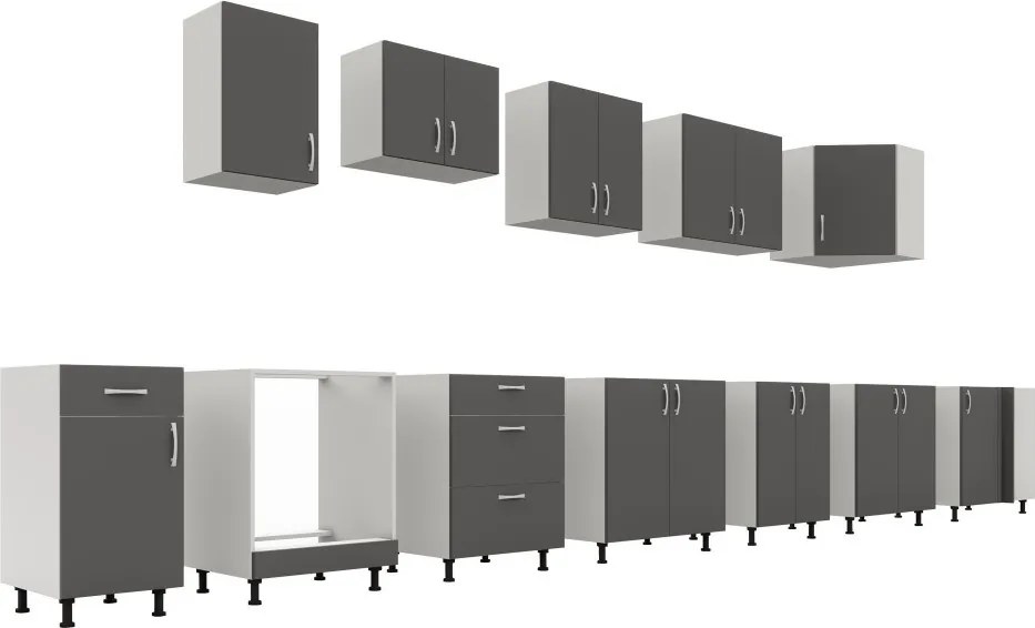 Benita 2 ajtós Felső konyhaszekrény Antracit-Fehér 60x30x60 cm