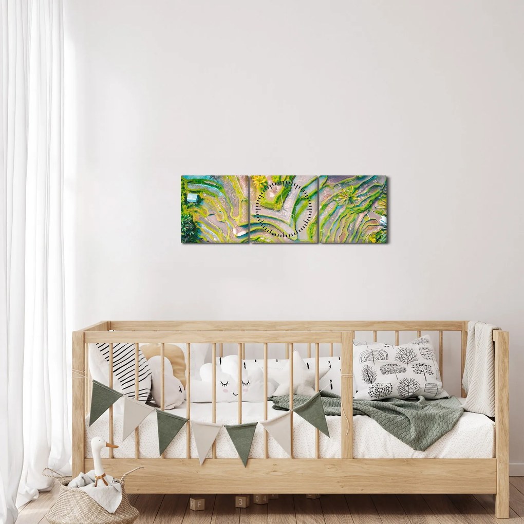 A rizsföldek képe madártávlatból (órával) (90x30 cm)