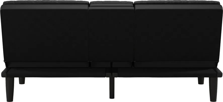 Fekete bőrutánzat kinyitható kanapé 191 cm Maine – Støraa