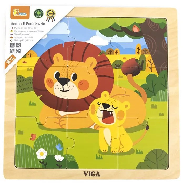 Fa képes kirakó puzzle Viga 9 db Lion