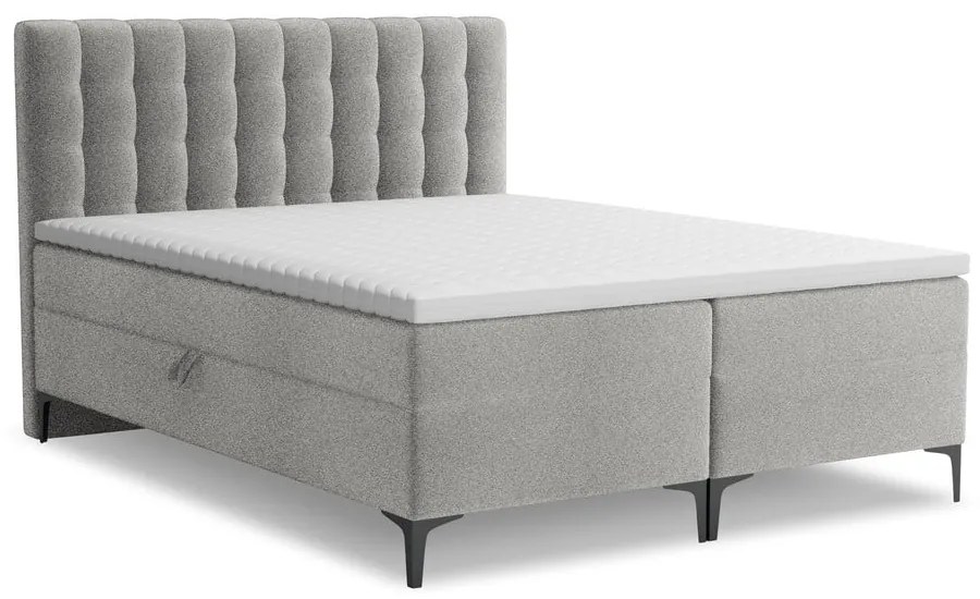 Világosszürke ágyneműtartós boxspring ágy 180x200 cm Puhala – Makamii