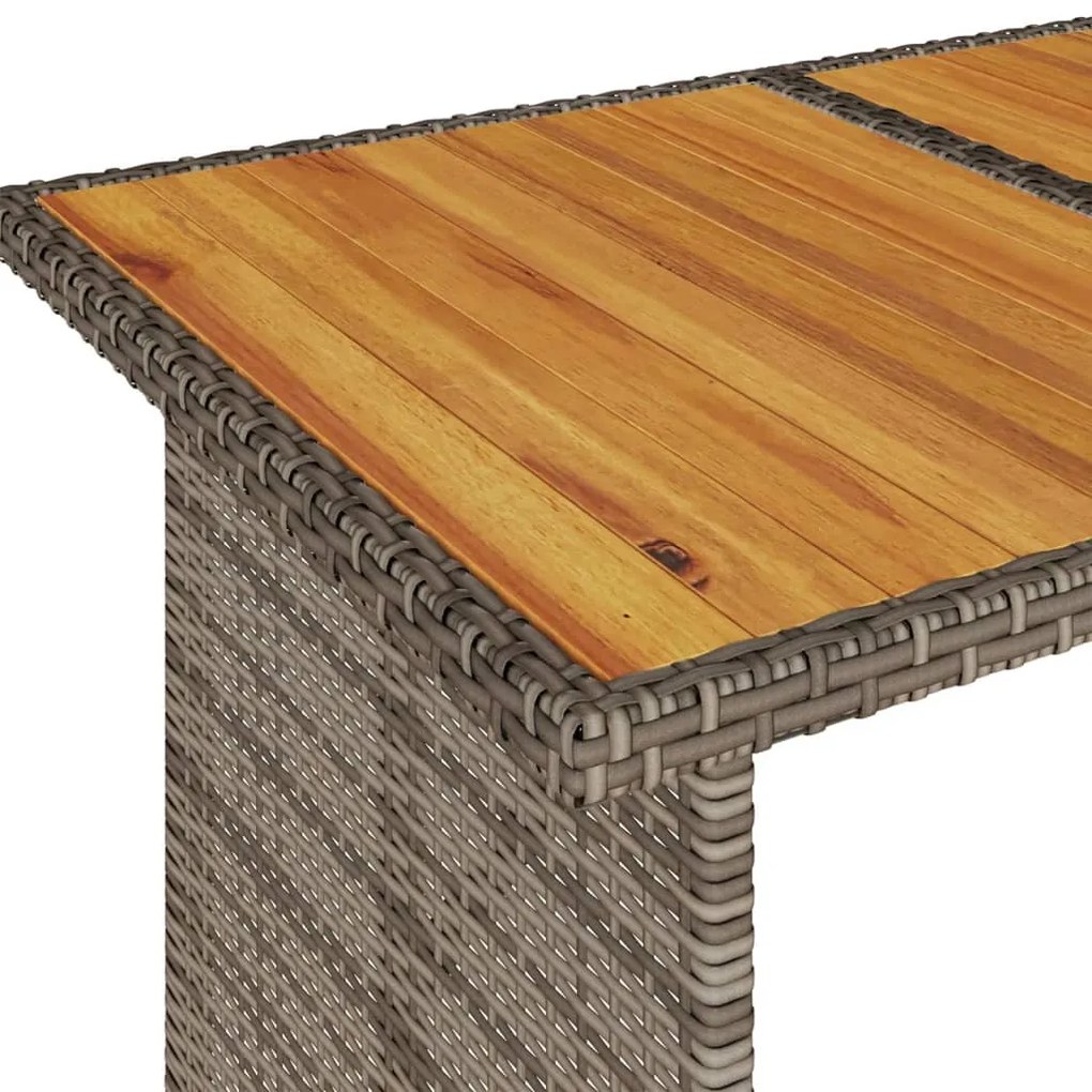 szürke polyrattan falapos kerti asztal 110x68x70 cm