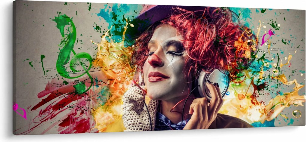 Kép - Női művész fejhallgatóval (120x50 cm)