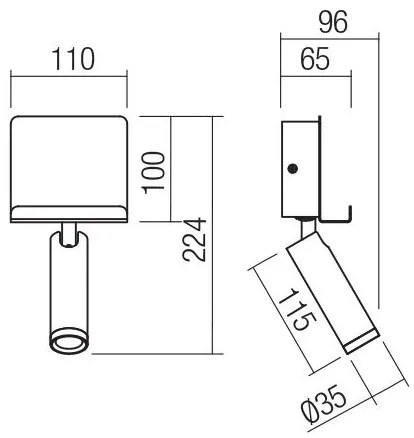 Redo 01-3084 - LED Fali spotlámpa PANEL LED/3,5W/230V USB fekete