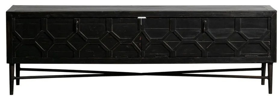 Fekete újrahasznosított fa TV-állvány 160x50x45 cm Bequest – WOOOD