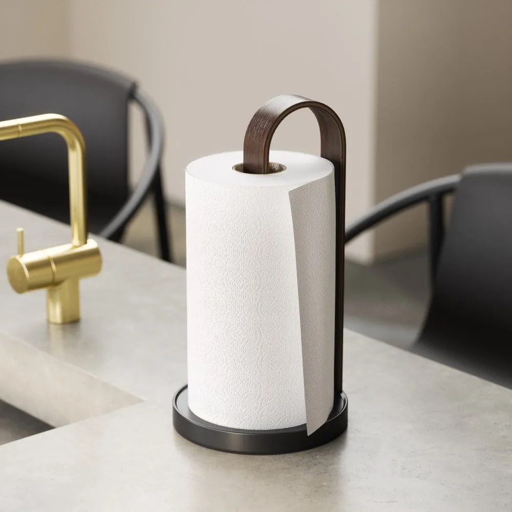 Fekete fa papírtörlő tartó ø 17 cm Bellwood – Umbra