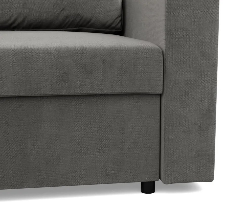 Zeus sarokkanapé, 2 ágyneműtartóval, egyenes kartámasz, bársony, univerzális oldal, hab töltet, világosszürke